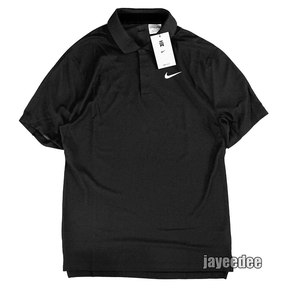 NIKE GOLF TIGER WOODS POLO SHIRT CUSTOM ATHLETE EXCLUSIVE DR5314-010 BLACK/WHITE